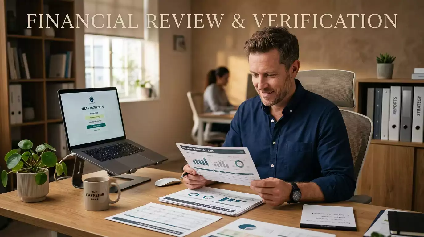 Person reviewing income verification documents at desk