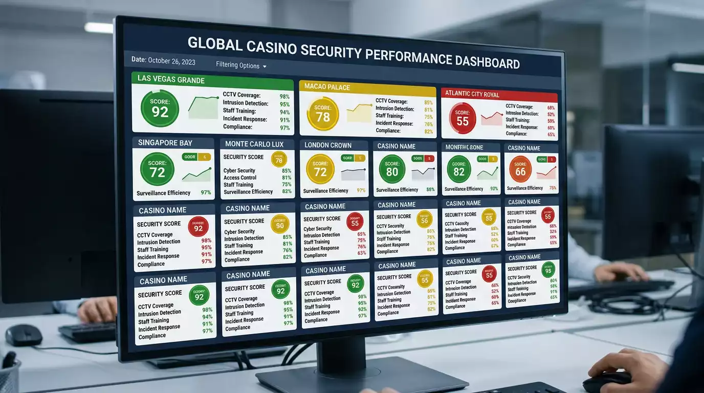 Dashboard comparing multiple casino safety scores across licensing categories