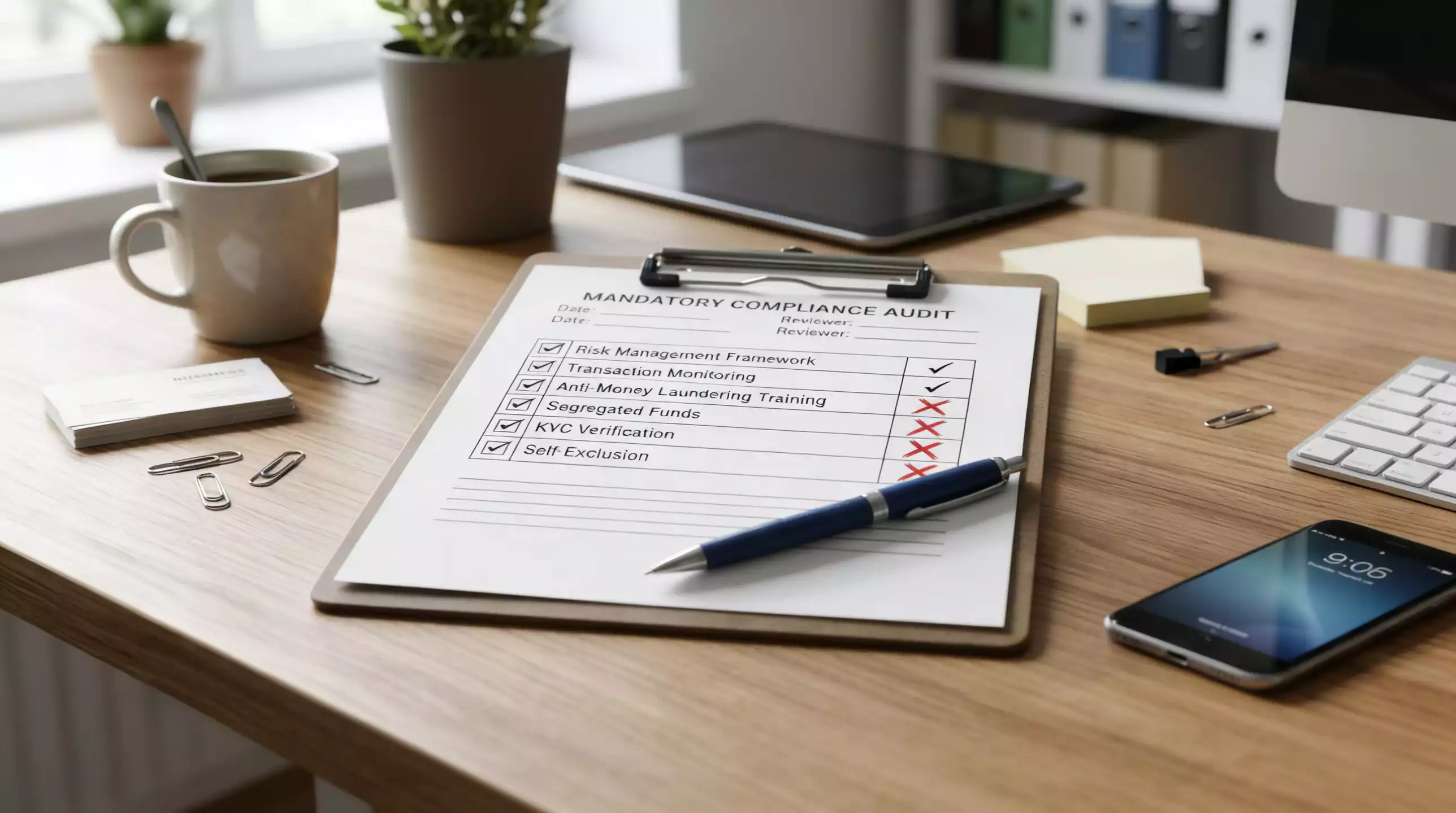 Checklist showing player protection features absent at unregulated crypto gambling sites
