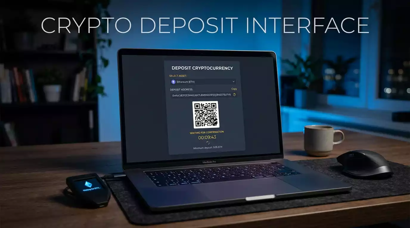Blockchain transaction confirmation screen for casino deposit with wallet address