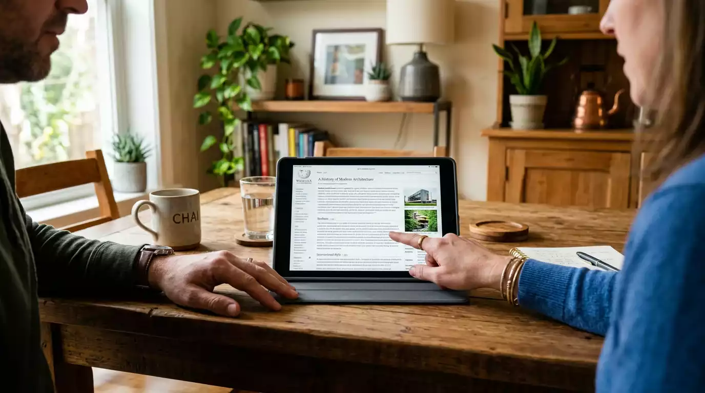 Family browsing gambling support resources together on tablet device