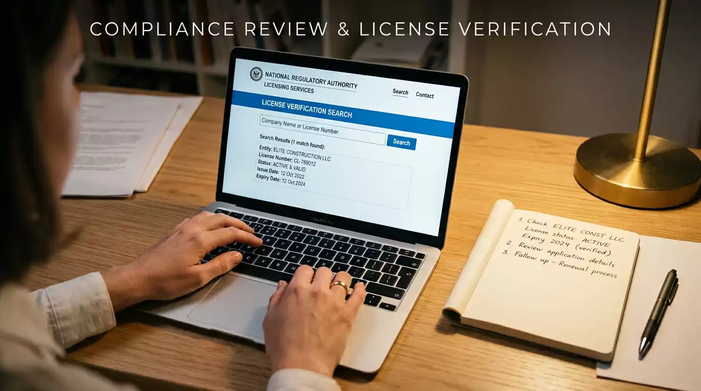 Person checking gambling licence credentials on official regulator website