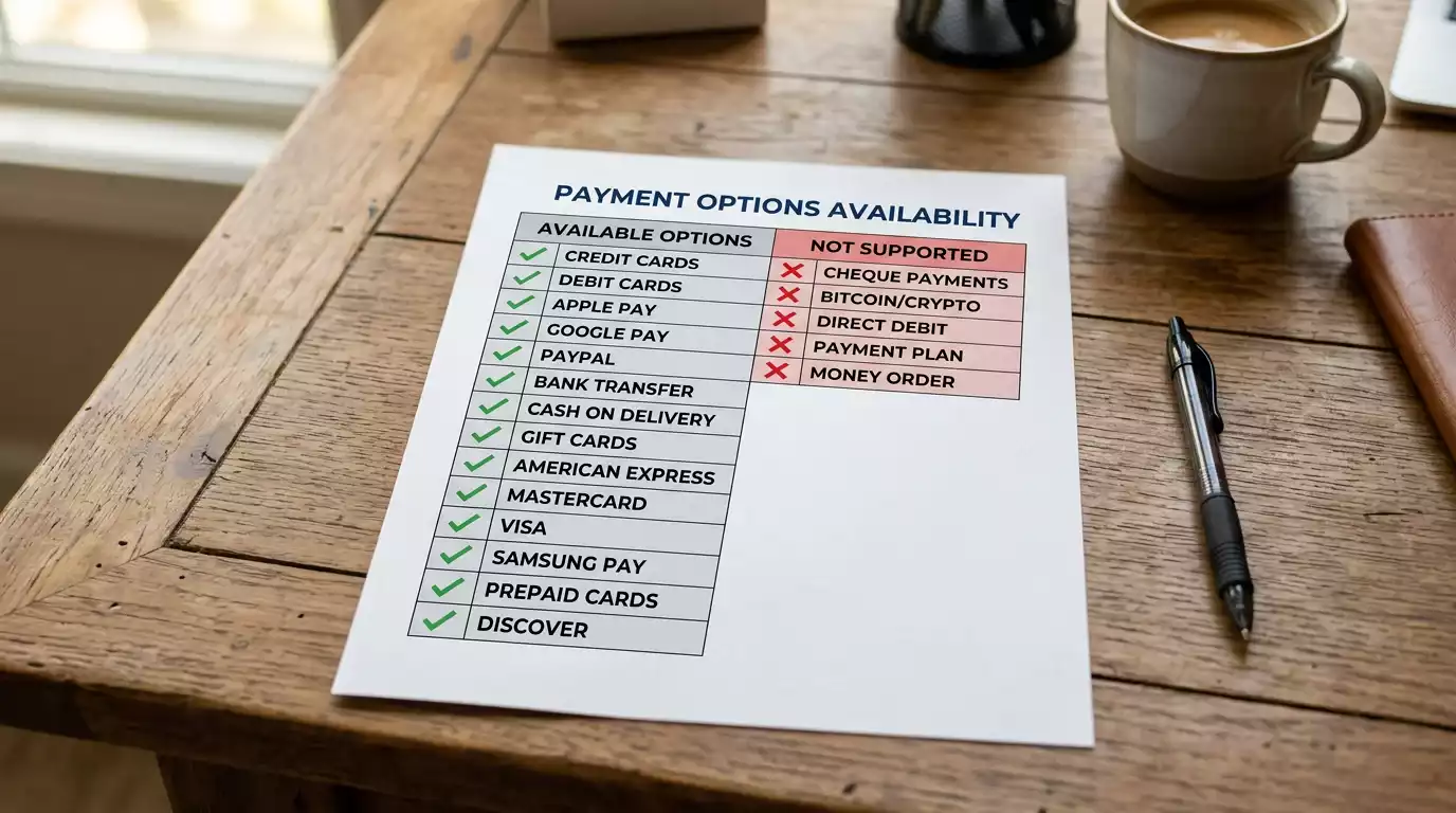 Comparison showing payment methods available at UKGC sites but absent at offshore casino