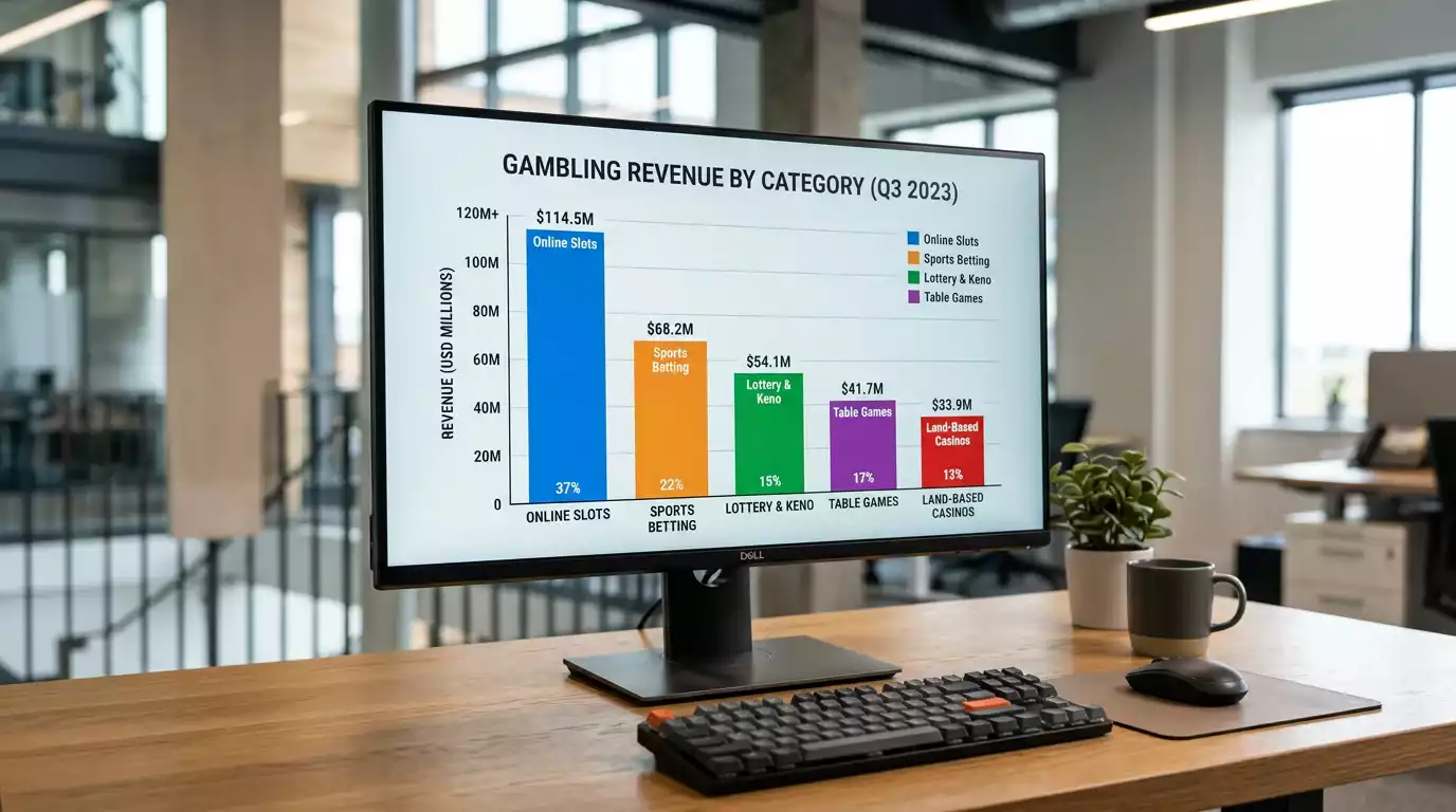 Bar chart showing online slots revenue as largest UK gambling segment