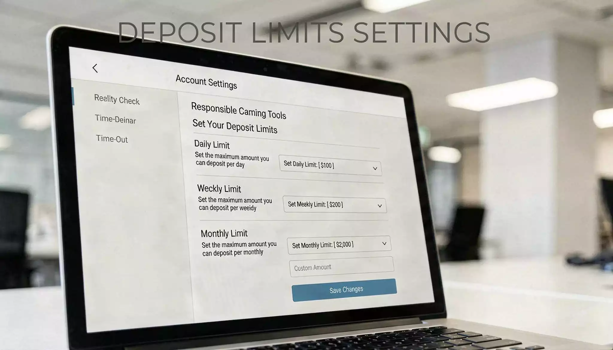 Casino interface showing deposit limit setting options as player protection feature