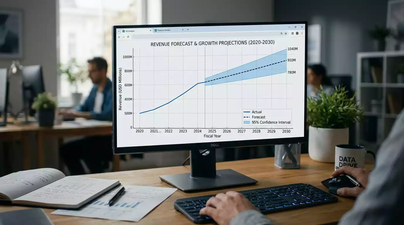 Growth forecast chart projecting UK online gambling market expansion to 2030