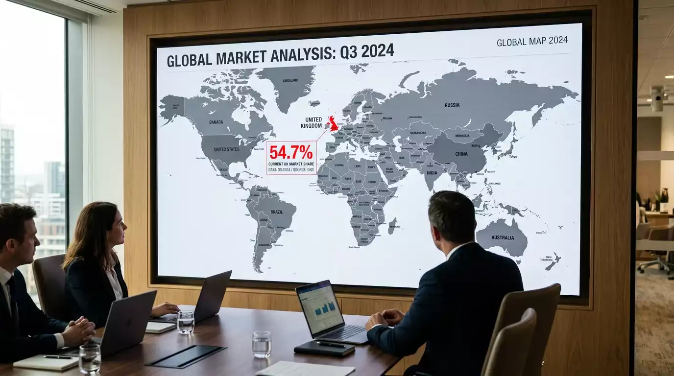 World map highlighting UK share within global online gambling revenue