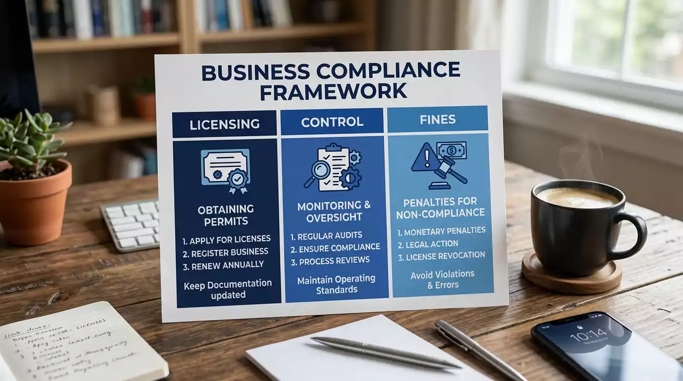 Infographic showing UKGC regulatory powers including licensing, penalties, and enforcement