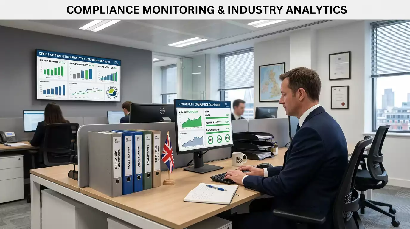 UK Gambling Commission office setting with regulatory compliance documentation